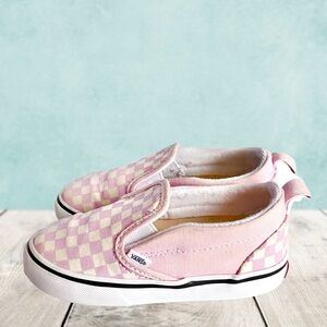 Vans Slip On Asher V Checkerboard Skate Shoes Pink White Baby Toddler Size 8.5